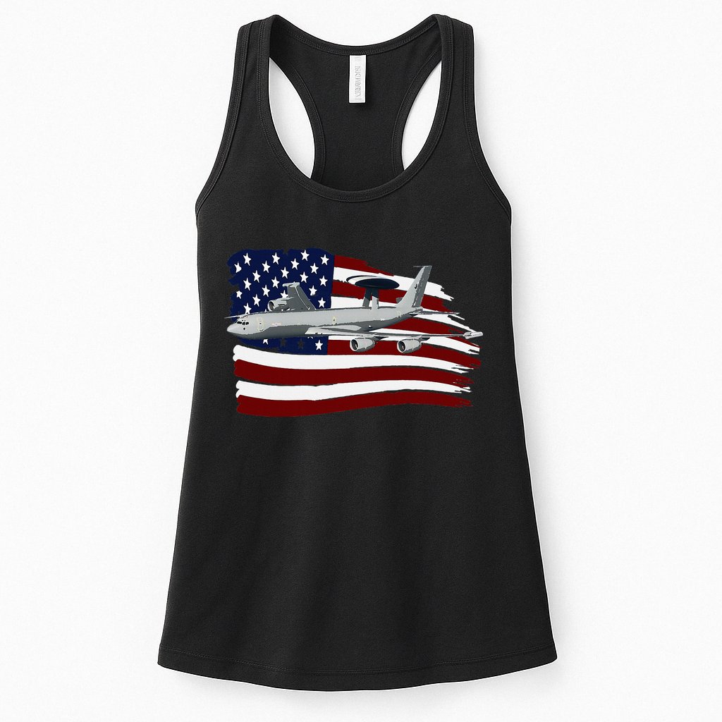 E3 Sentry Awacs Plane Us Flag Usa Womens Tank Top