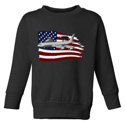 E3 Sentry Awacs Plane Us Flag Usa Toddler Sweatshirt