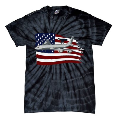 E3 Sentry Awacs Plane Us Flag Usa Tie-Dye T-Shirt