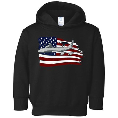 E3 Sentry Awacs Plane Us Flag Usa Toddler Hoodie