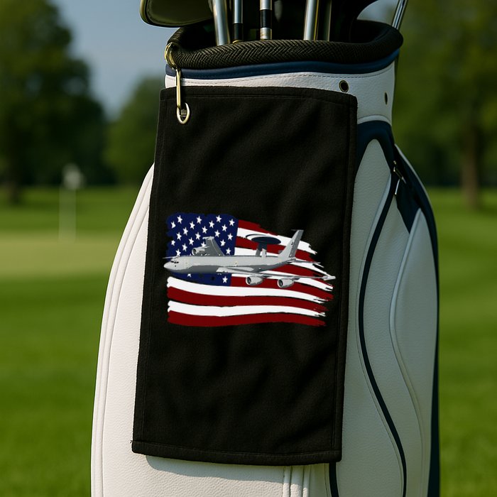 E3 Sentry Awacs Plane Us Flag Usa Golf Towel