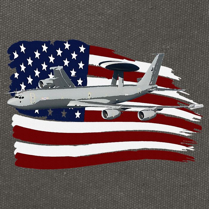 E3 Sentry Awacs Plane Us Flag Usa Cotton Canvas Backpack