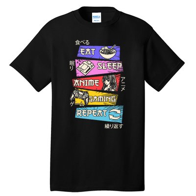 Eat Sleep Anime Gaming Repeat Otaku Gamer Japanese Anime  Tall T-Shirt