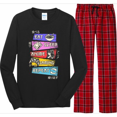 Eat Sleep Anime Gaming Repeat Otaku Gamer Japanese Anime  Long Sleeve Pajama Set