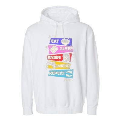 Eat Sleep Anime Gaming Repeat Otaku Gamer Japanese Anime  Garment-Dyed Fleece Hoodie