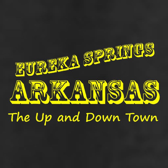Eureka Springs Arkansas Up And Down Town Souvenir 7 Panel Mesh Trucker Snapback Hat