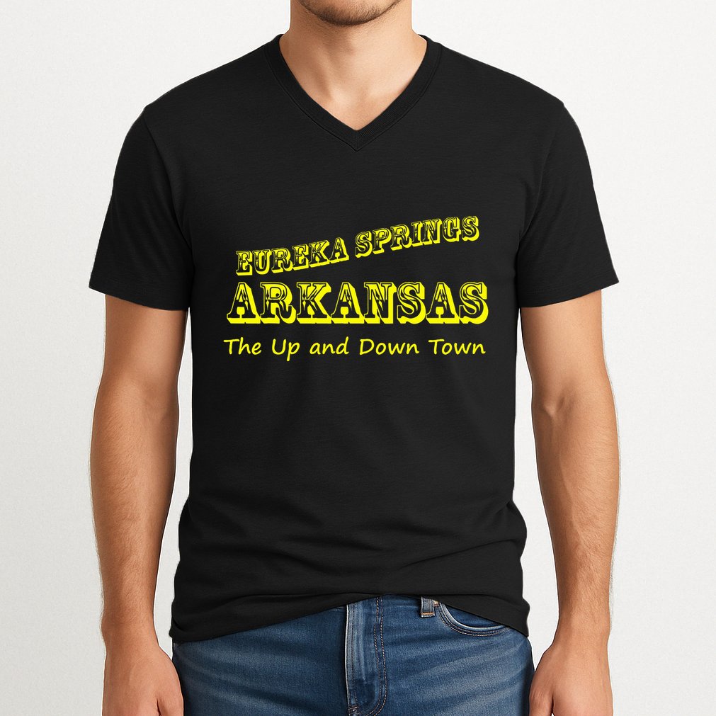 Eureka Springs Arkansas Up And Down Town Souvenir V-Neck T-Shirt