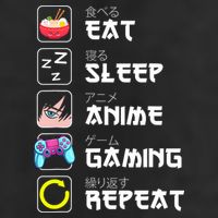 Eat Sleep Anime Gaming Repeat Japan Kawaii Manga Anime Gifts 7 Panel Mesh Trucker Snapback Hat