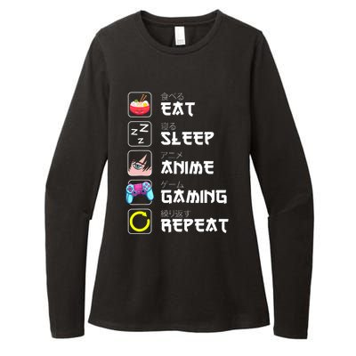 Eat Sleep Anime Gaming Repeat Japan Kawaii Manga Anime Gifts Womens CVC Long Sleeve Shirt