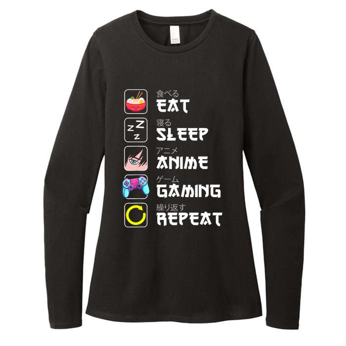 Eat Sleep Anime Gaming Repeat Japan Kawaii Manga Anime Gifts Womens CVC Long Sleeve Shirt