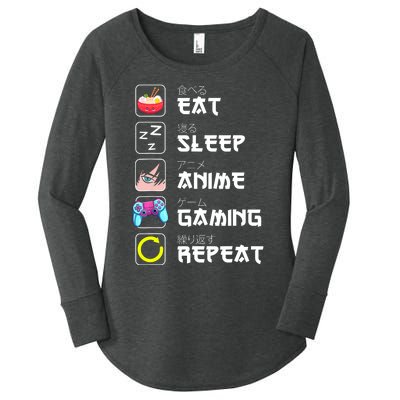 Eat Sleep Anime Gaming Repeat Japan Kawaii Manga Anime Gifts Women's Perfect Tri Tunic Long Sleeve Shirt