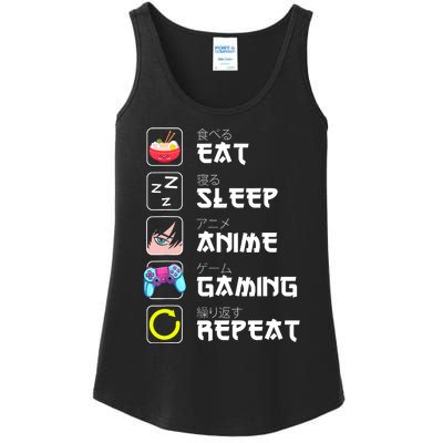 Eat Sleep Anime Gaming Repeat Japan Kawaii Manga Anime Gifts Ladies Essential Tank