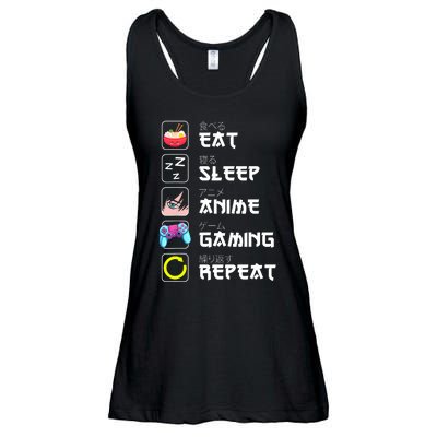 Eat Sleep Anime Gaming Repeat Japan Kawaii Manga Anime Gifts Ladies Essential Flowy Tank