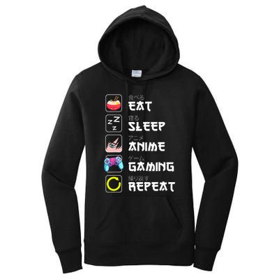 Eat Sleep Anime Gaming Repeat Japan Kawaii Manga Anime Gifts Women's Pullover Hoodie