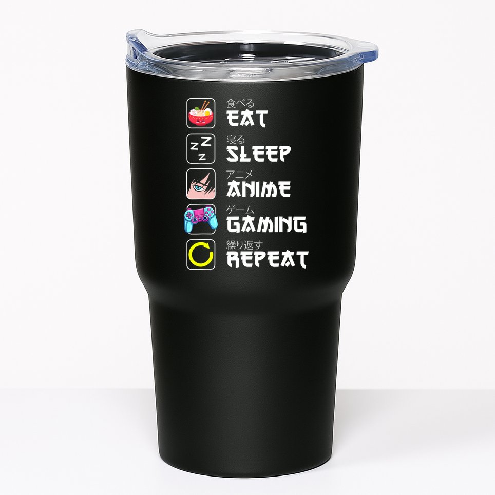 Eat Sleep Anime Gaming Repeat Japan Kawaii Manga Anime Gifts Tumbler