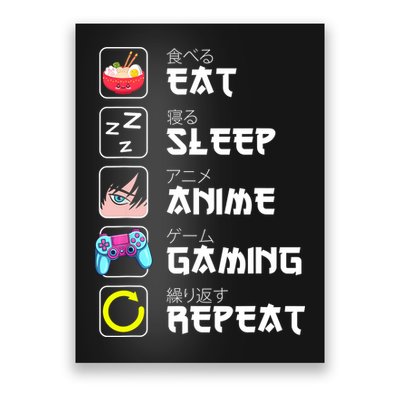 Eat Sleep Anime Gaming Repeat Japan Kawaii Manga Anime Gifts Poster