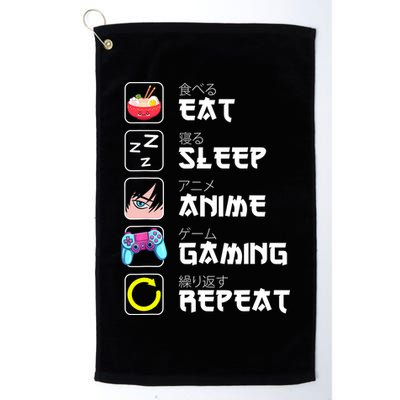 Eat Sleep Anime Gaming Repeat Japan Kawaii Manga Anime Gifts Golf Towel