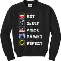 Eat Sleep Anime Gaming Repeat Japan Kawaii Manga Anime Gifts Kids Sweatshirt