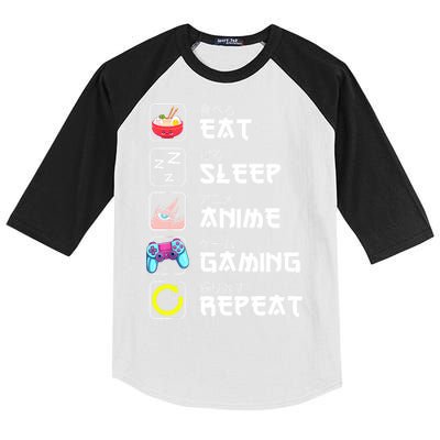 Eat Sleep Anime Gaming Repeat Japan Kawaii Manga Anime Gifts Kids Colorblock Raglan Jersey