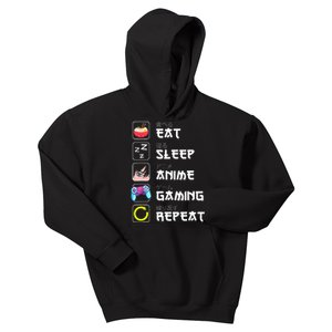 Eat Sleep Anime Gaming Repeat Japan Kawaii Manga Anime Gifts Kids Hoodie