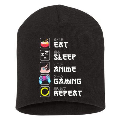 Eat Sleep Anime Gaming Repeat Japan Kawaii Manga Anime Gifts Short Acrylic Beanie