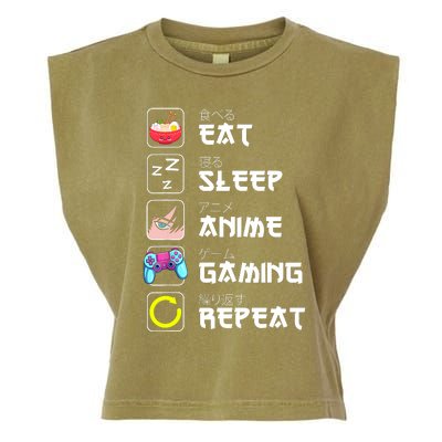 Eat Sleep Anime Gaming Repeat Japan Kawaii Manga Anime Gifts Garment-Dyed Women's Muscle Tee