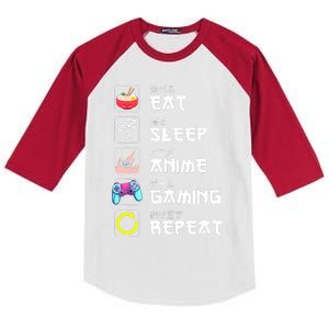 Eat Sleep Anime Gaming Repeat Japan Kawaii Manga Anime Gifts Kids Colorblock Raglan Jersey