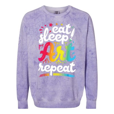 Eat Sleep Art Repeat Funny Artist Creative Gift Boy Colorblast Crewneck Sweatshirt