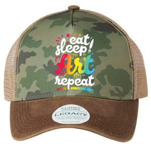 Eat Sleep Art Repeat Funny Artist Creative Gift Boy Legacy Tie Dye Trucker Hat