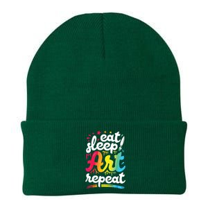 Eat Sleep Art Repeat Funny Artist Creative Gift Boy Knit Cap Winter Beanie