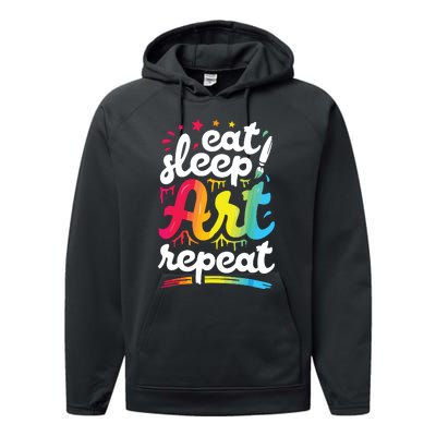 Eat Sleep Art Repeat Funny Artist Creative Gift Boy Performance Fleece Hoodie