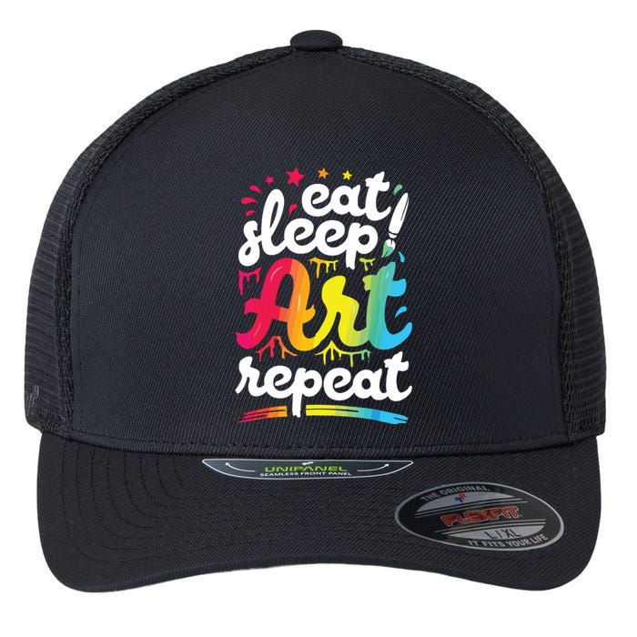 Eat Sleep Art Repeat Funny Artist Creative Gift Boy Flexfit Unipanel Trucker Cap