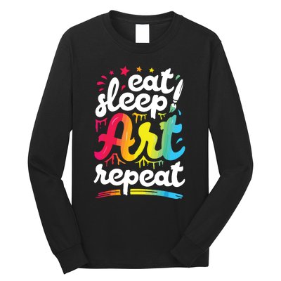 Eat Sleep Art Repeat Funny Artist Creative Gift Boy Long Sleeve Shirt