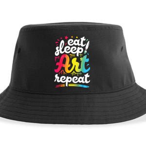 Eat Sleep Art Repeat Funny Artist Creative Gift Boy Sustainable Bucket Hat