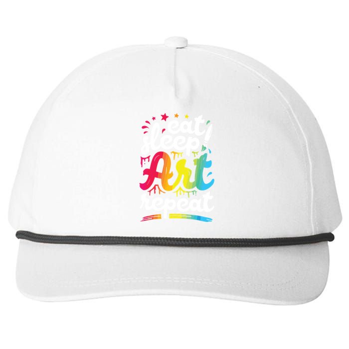 Eat Sleep Art Repeat Funny Artist Creative Gift Boy Snapback Five-Panel Rope Hat