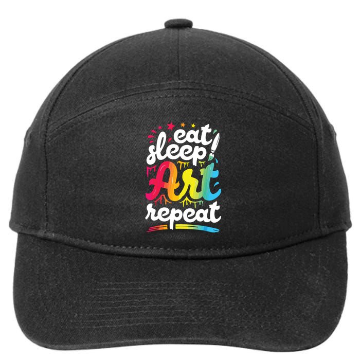 Eat Sleep Art Repeat Funny Artist Creative Gift Boy 7-Panel Snapback Hat