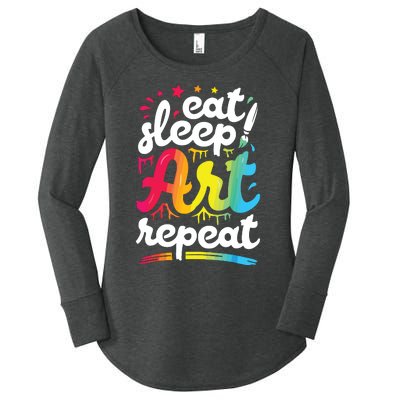 Eat Sleep Art Repeat Funny Artist Creative Gift Boy Women's Perfect Tri Tunic Long Sleeve Shirt