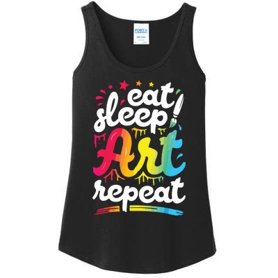 Eat Sleep Art Repeat Funny Artist Creative Gift Boy Ladies Essential Tank