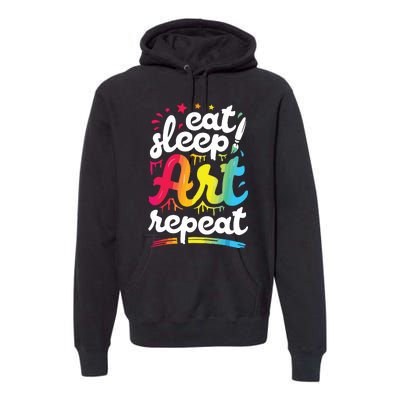 Eat Sleep Art Repeat Funny Artist Creative Gift Boy Premium Hoodie