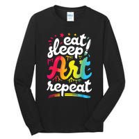 Eat Sleep Art Repeat Funny Artist Creative Gift Boy Tall Long Sleeve T-Shirt