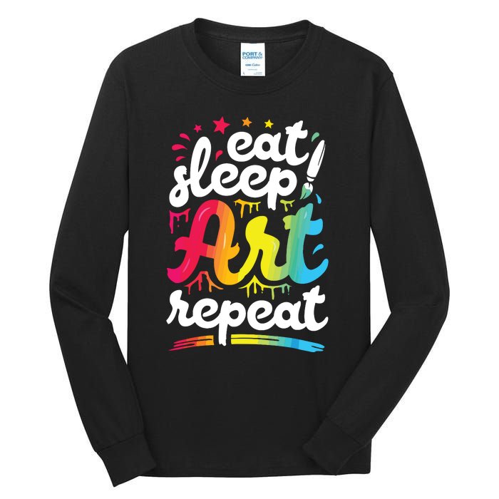 Eat Sleep Art Repeat Funny Artist Creative Gift Boy Tall Long Sleeve T-Shirt