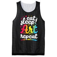 Eat Sleep Art Repeat Funny Artist Creative Gift Boy Mesh Reversible Basketball Jersey Tank