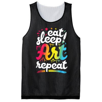 Eat Sleep Art Repeat Funny Artist Creative Gift Boy Mesh Reversible Basketball Jersey Tank