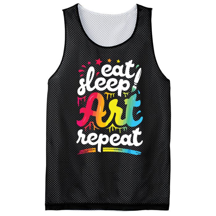 Eat Sleep Art Repeat Funny Artist Creative Gift Boy Mesh Reversible Basketball Jersey Tank