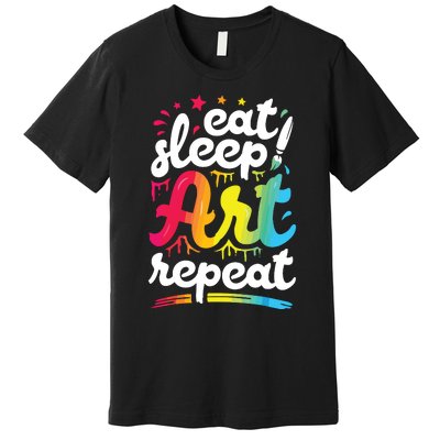 Eat Sleep Art Repeat Funny Artist Creative Gift Boy Premium T-Shirt