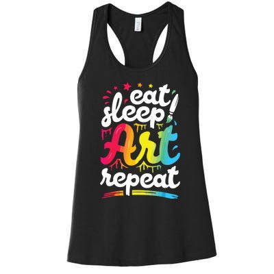 Eat Sleep Art Repeat Funny Artist Creative Gift Boy Women's Racerback Tank