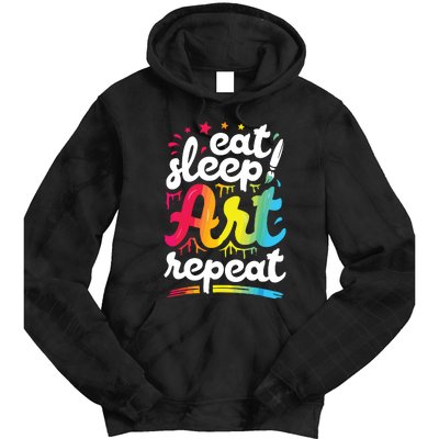 Eat Sleep Art Repeat Funny Artist Creative Gift Boy Tie Dye Hoodie