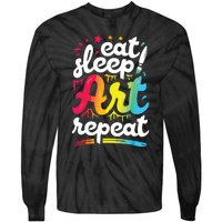 Eat Sleep Art Repeat Funny Artist Creative Gift Boy Tie-Dye Long Sleeve Shirt