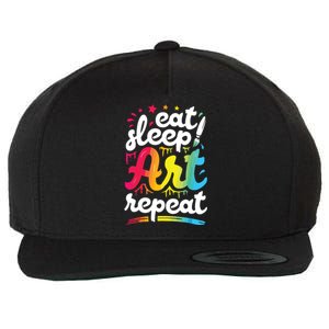 Eat Sleep Art Repeat Funny Artist Creative Gift Boy Wool Snapback Cap