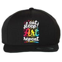 Eat Sleep Art Repeat Funny Artist Creative Gift Boy Wool Snapback Cap